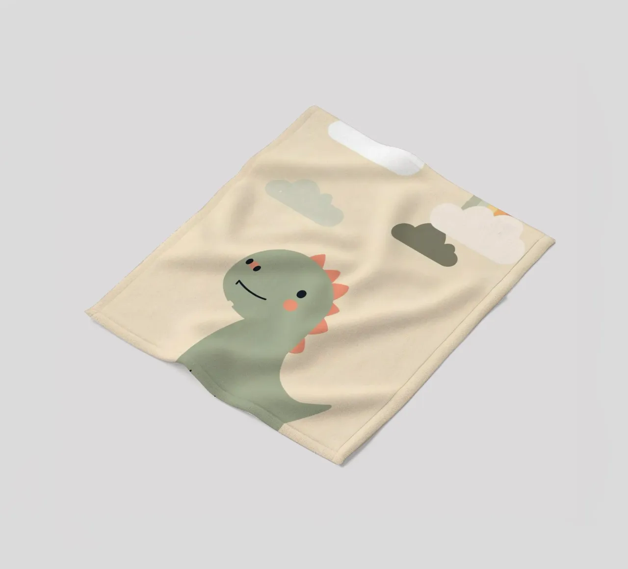 Illustrazione di un simpatico dinosauro e di un arcobaleno coperta in pile da DesignDoodle
