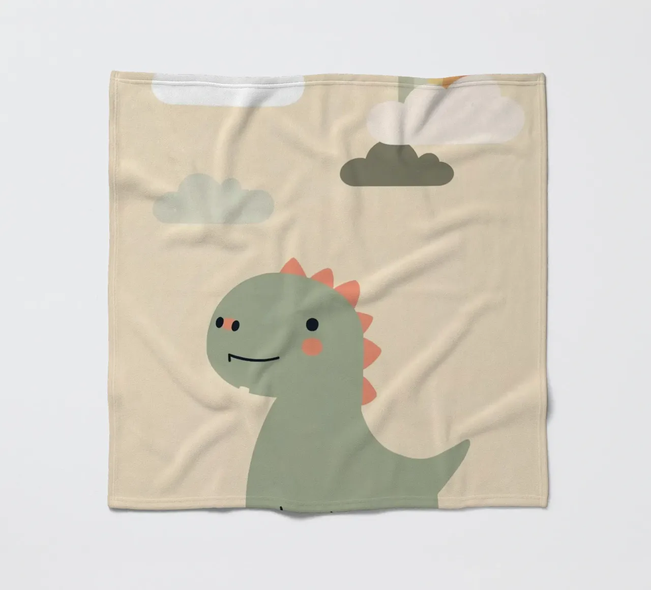 Illustrazione di un simpatico dinosauro e di un arcobaleno coperta in pile da DesignDoodle