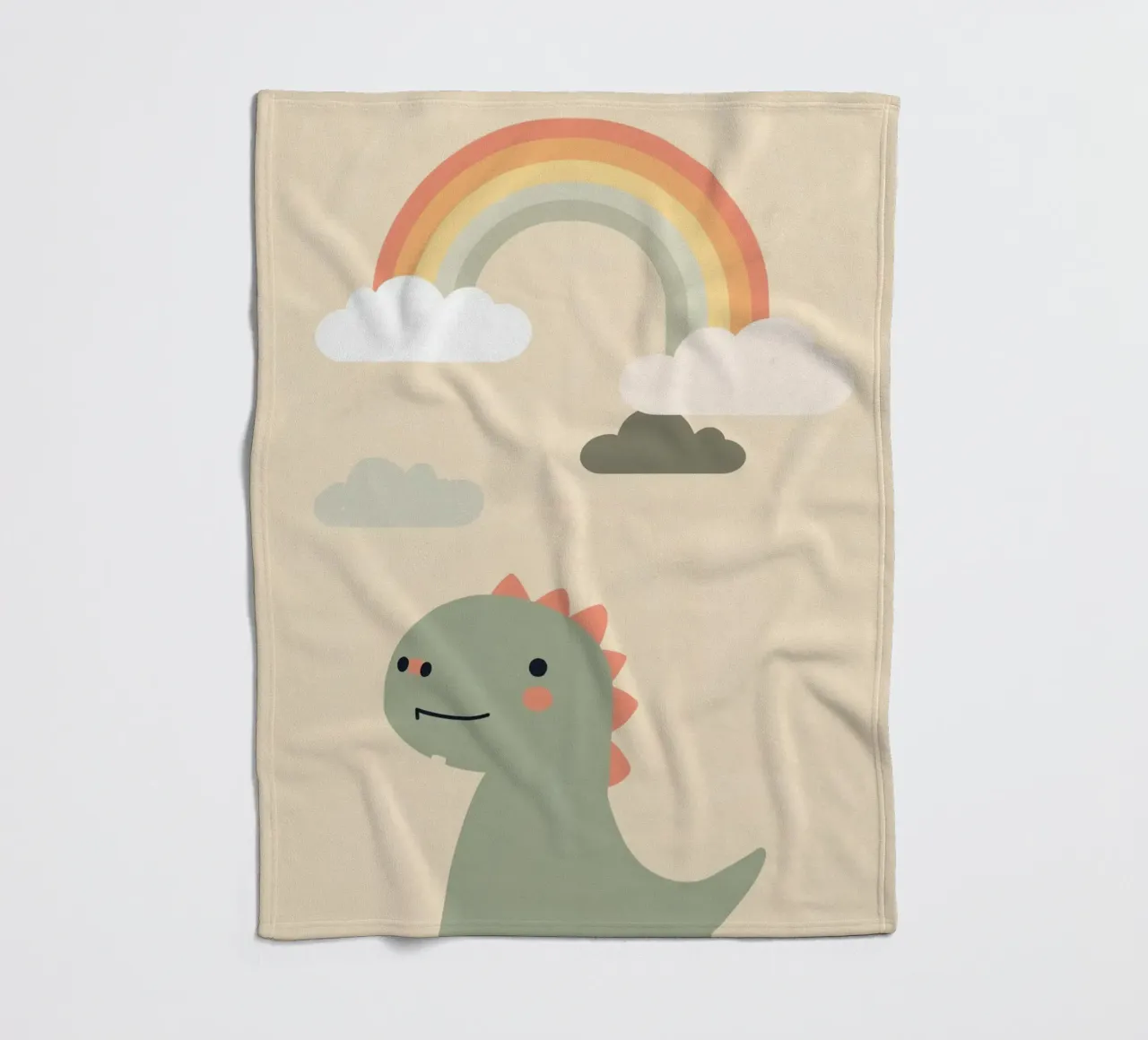 Illustrazione di un simpatico dinosauro e di un arcobaleno coperta in pile da DesignDoodle