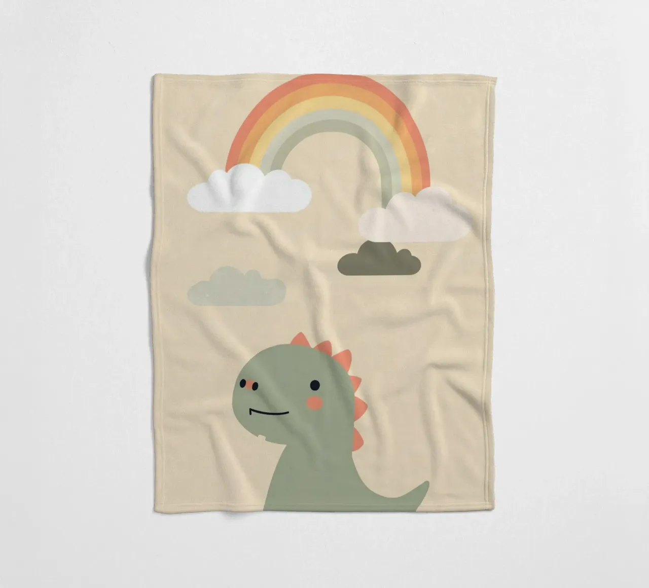 Illustrazione di un simpatico dinosauro e di un arcobaleno coperta in pile da DesignDoodle