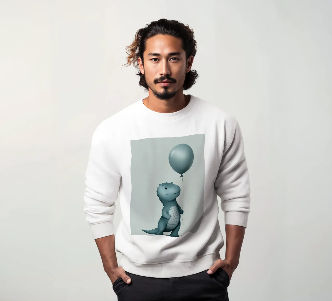 Dinosauro con in mano un palloncino felpa da DesignDoodle