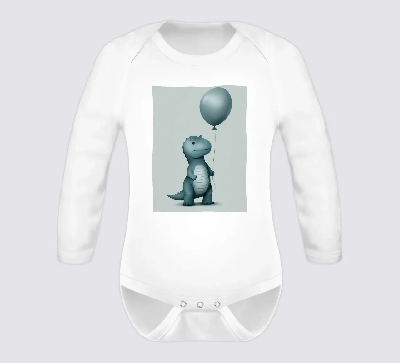 Dinosauro con in mano un palloncino body neonato maniche lunghe da DesignDoodle
