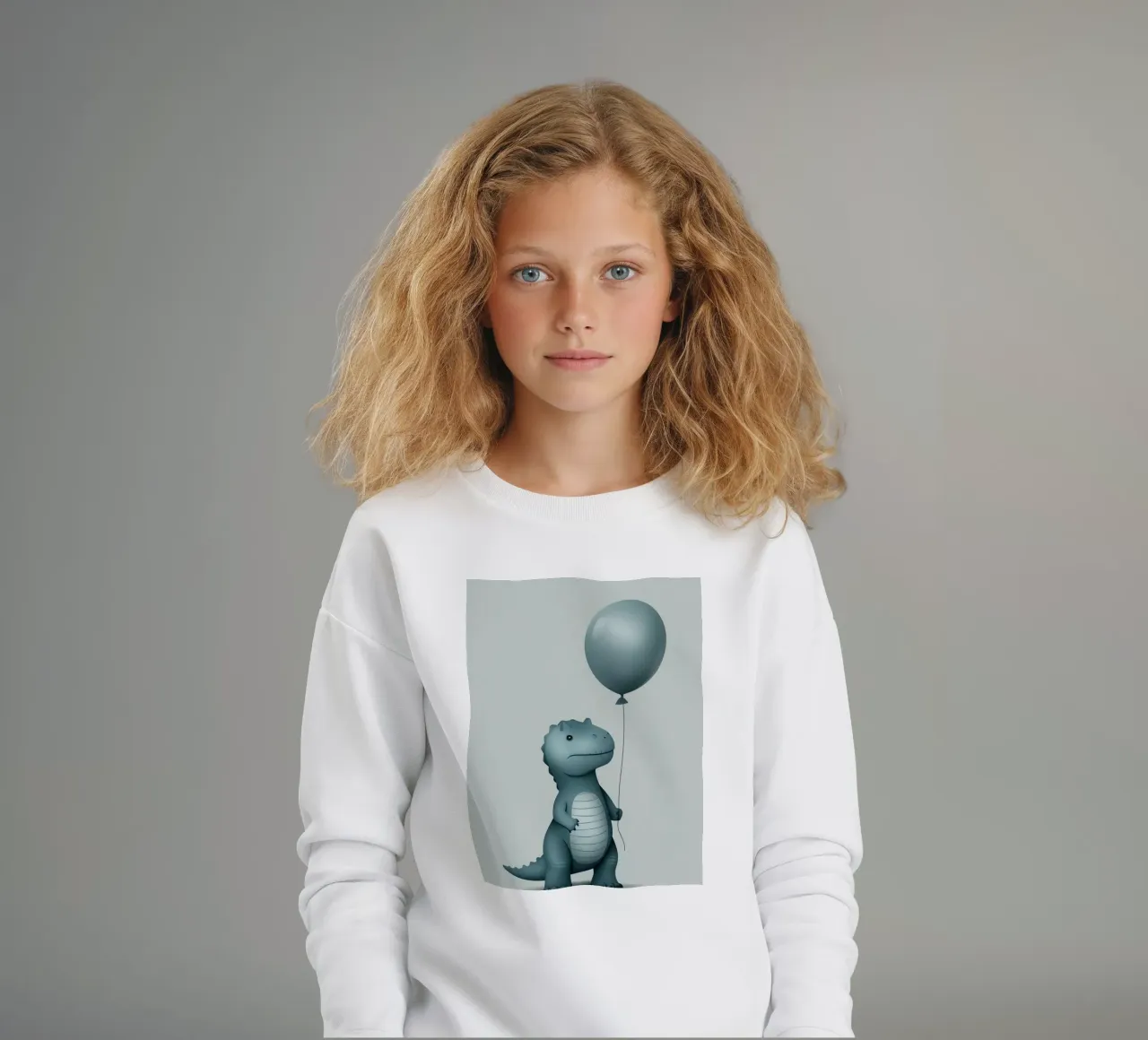 Dinosauro con in mano un palloncino felpa bambino da DesignDoodle