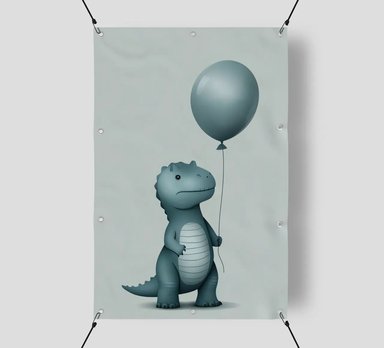 Dinosauro con in mano un palloncino telo in pvc da DesignDoodle