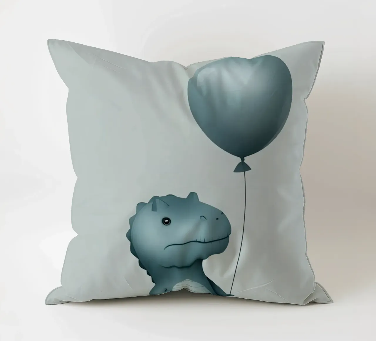 Dinosauro con in mano un palloncino cuscino da DesignDoodle