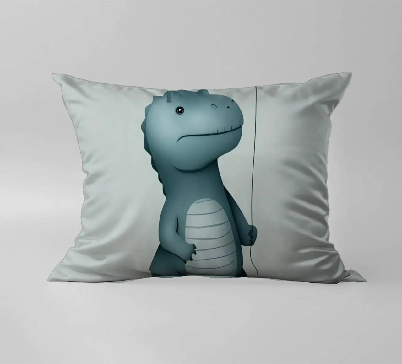 Dinosauro con in mano un palloncino cuscino da DesignDoodle