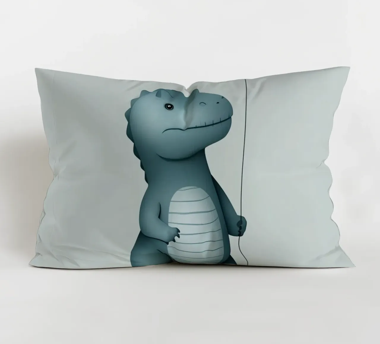 Dinosauro con in mano un palloncino cuscino da DesignDoodle