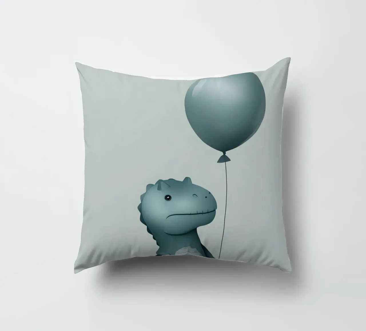 Dinosauro con in mano un palloncino cuscino da DesignDoodle