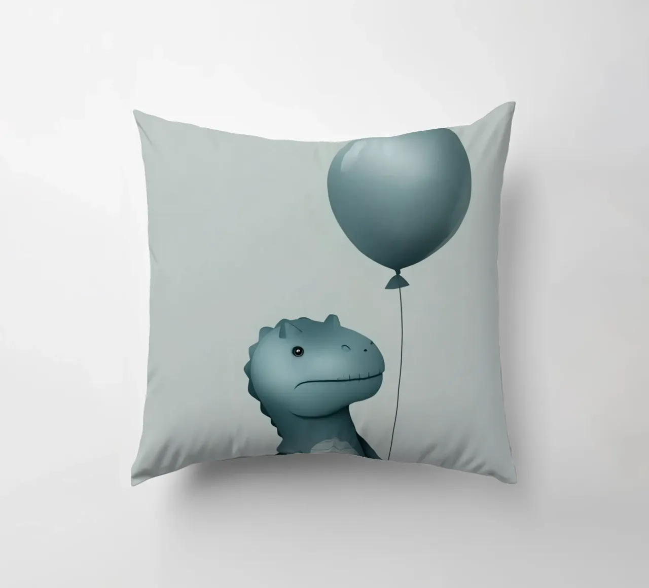 Dinosauro con in mano un palloncino cuscino da DesignDoodle