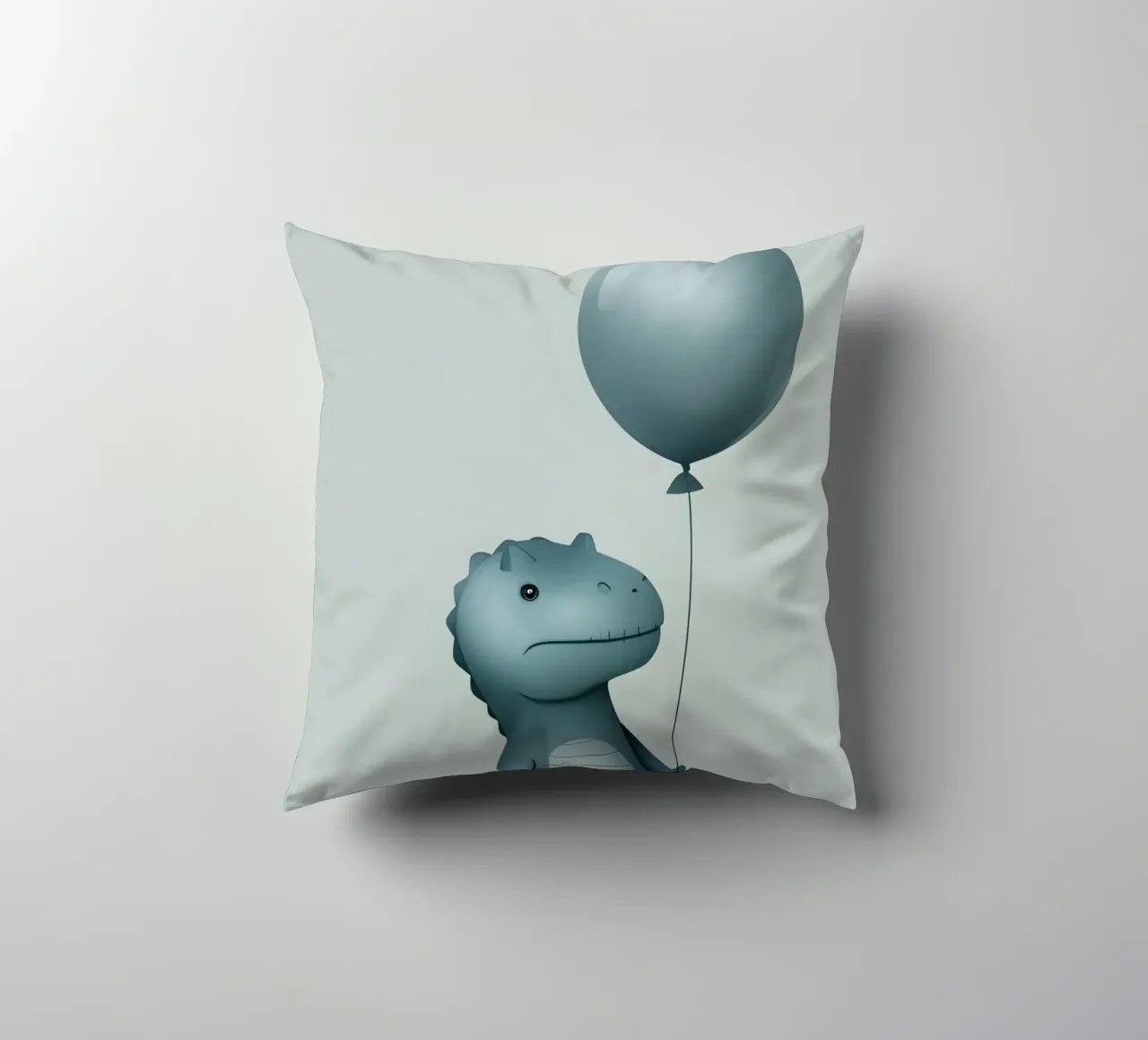 Dinosauro con in mano un palloncino cuscino da DesignDoodle