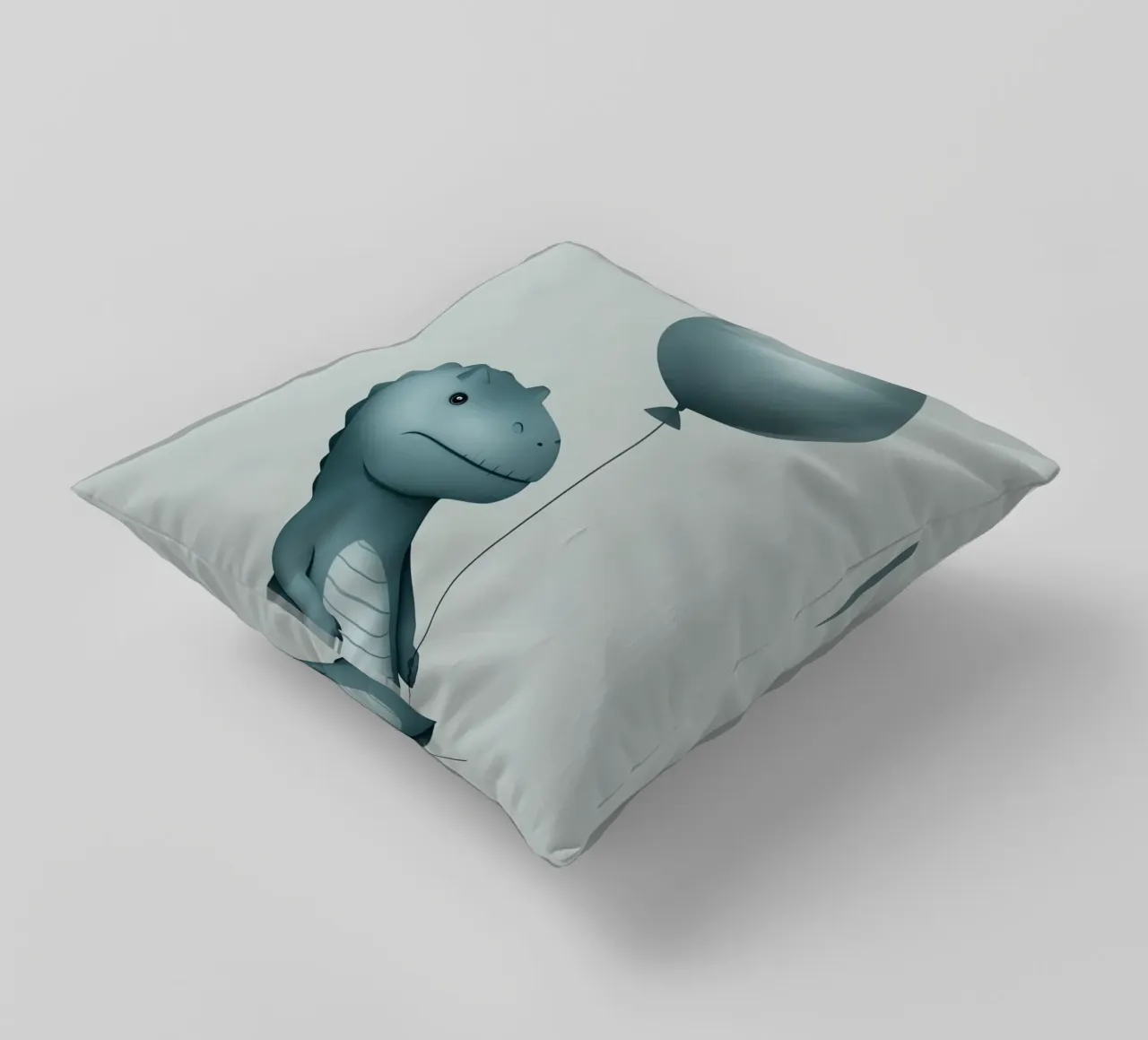 Dinosauro con in mano un palloncino cuscino da DesignDoodle