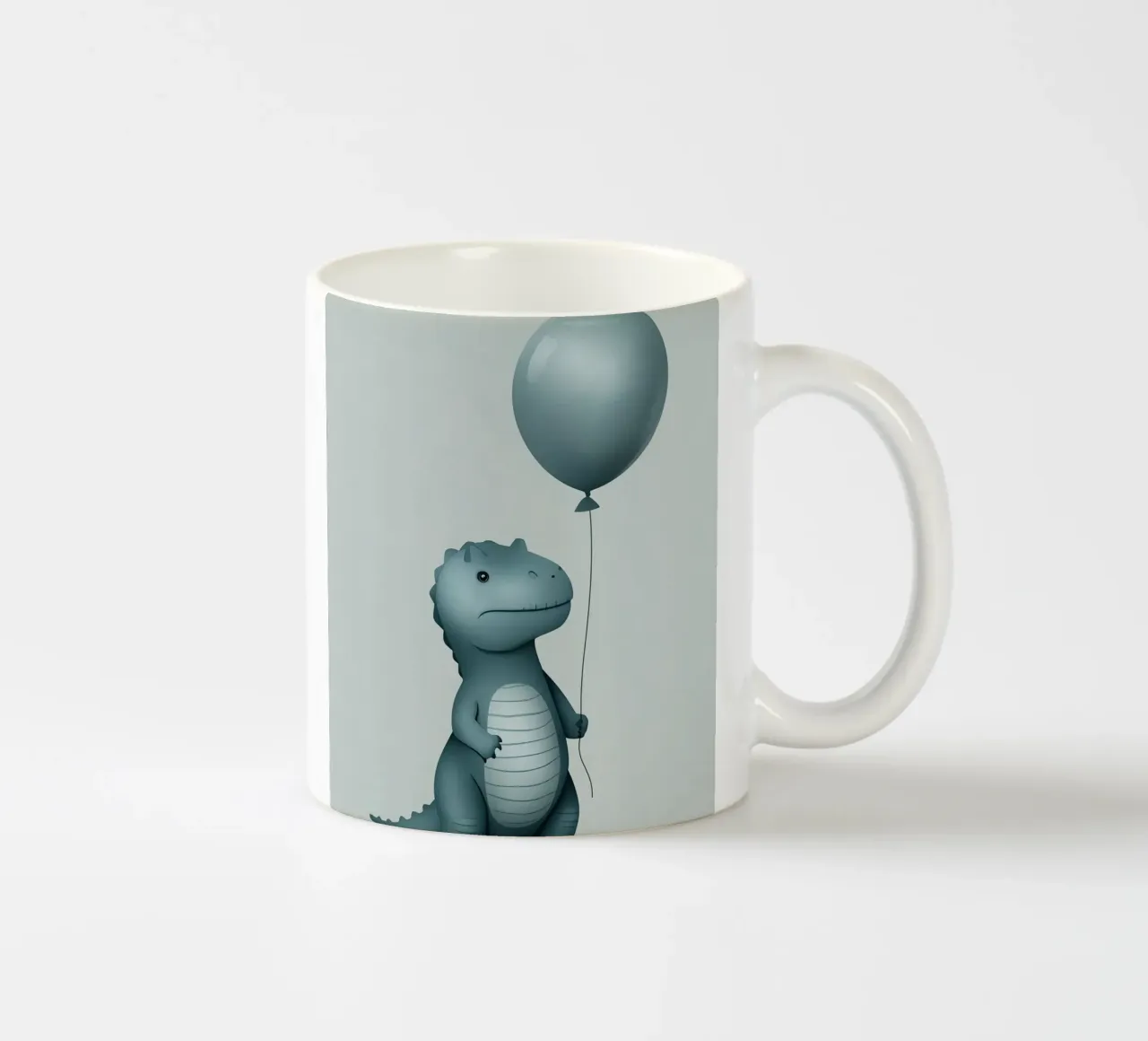 Dinosauro con in mano un palloncino tazza in ceramica da DesignDoodle