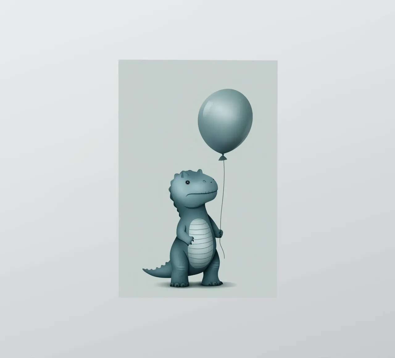 Dinosauro con in mano un palloncino adesivo da DesignDoodle