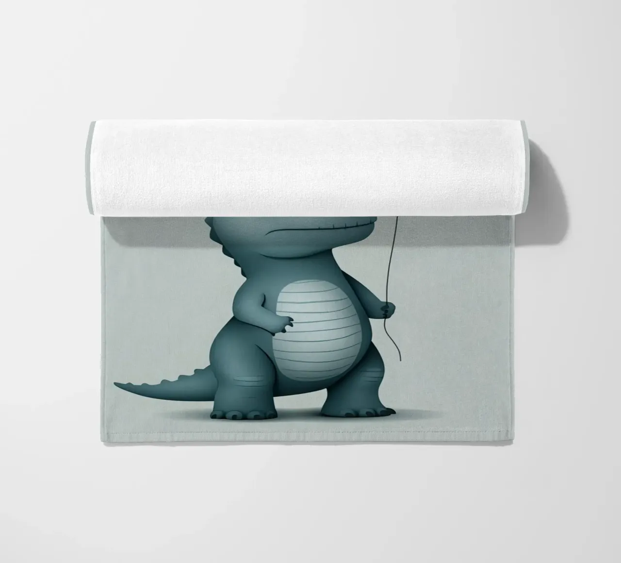 Dinosauro con in mano un palloncino telo mare da DesignDoodle