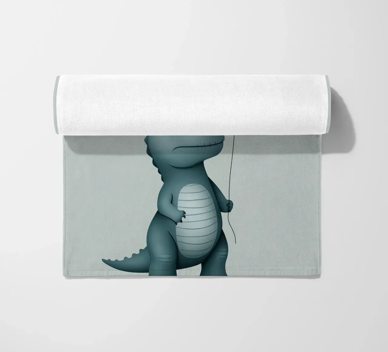Dinosauro con in mano un palloncino telo mare da DesignDoodle