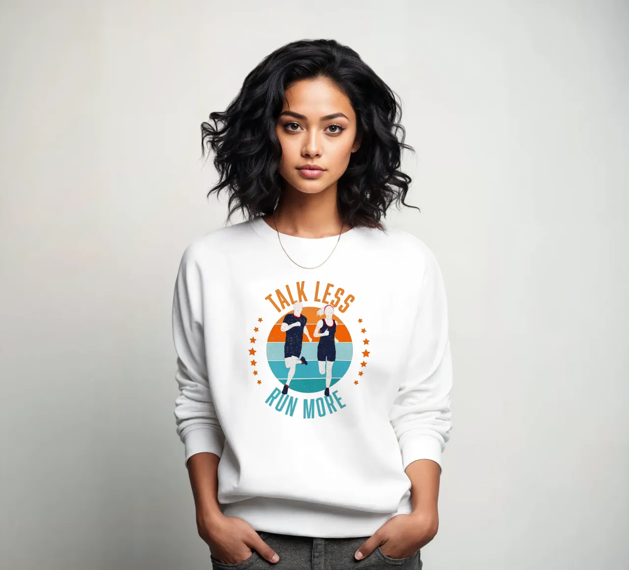 Less blah blah blah, more running. Funny motivational slogan sweatshirt by CalliLetters
