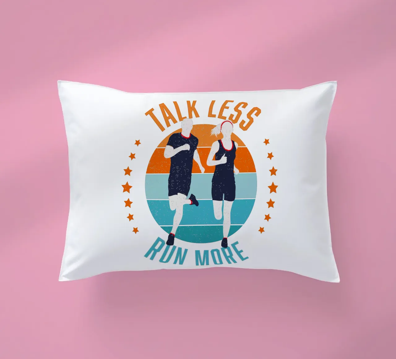 Less blah blah blah, more running. Funny motivational slogan decorative cushion by CalliLetters