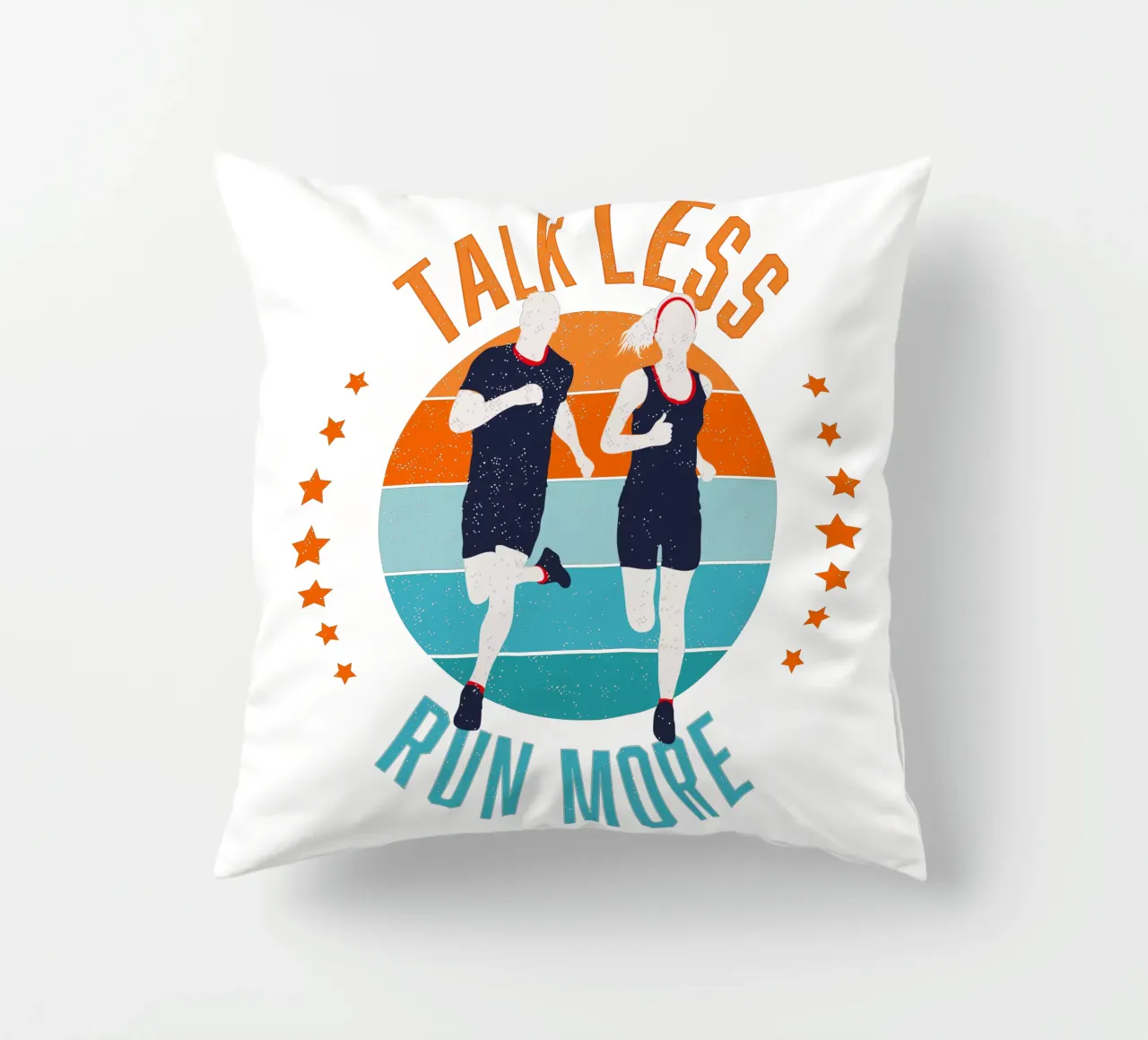 Less blah blah blah, more running. Funny motivational slogan decorative cushion by CalliLetters