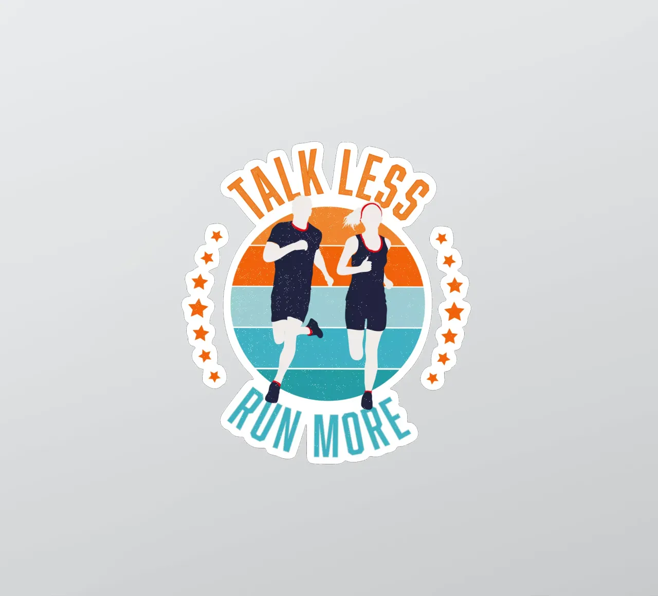 Less blah blah blah, more running. Funny motivational slogan sticker by CalliLetters
