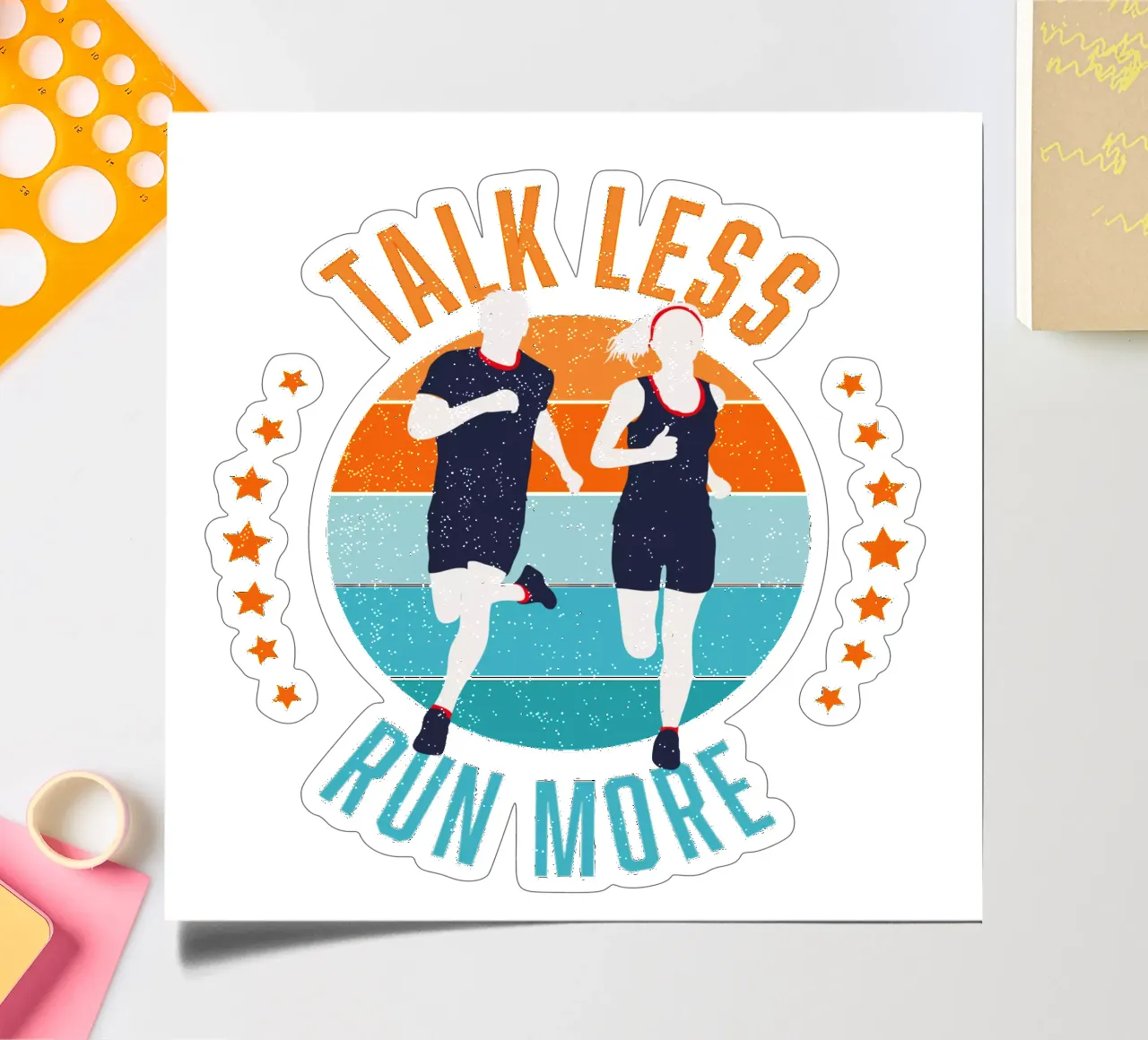 Less blah blah blah, more running. Funny motivational slogan sticker sheet by CalliLetters
