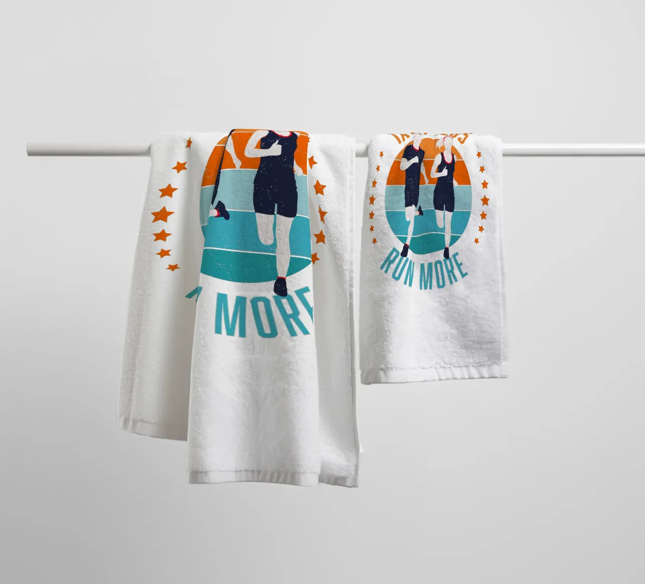 Less blah blah blah, more running. Funny motivational slogan towel by CalliLetters