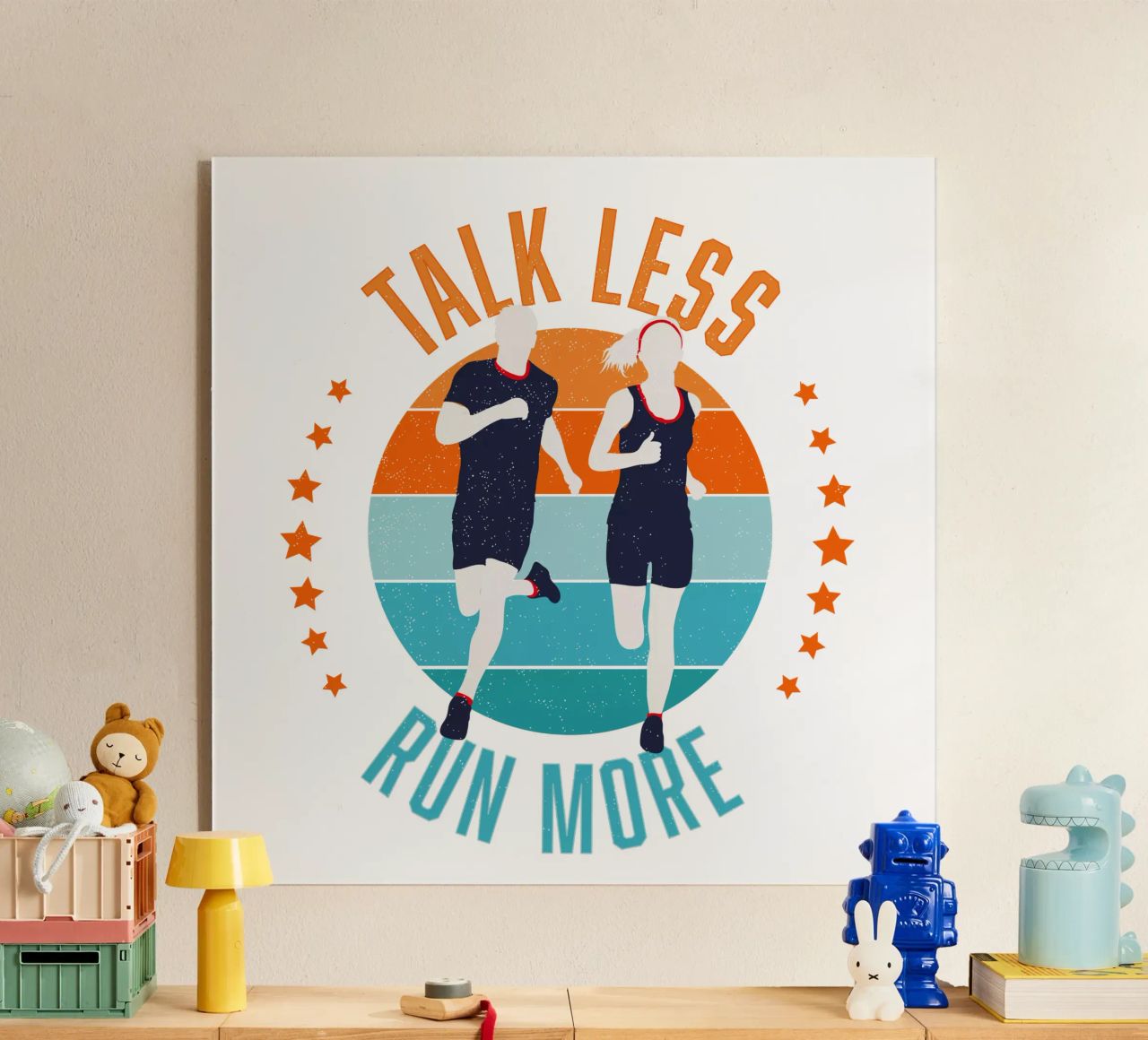 Meno bla bla, più corsa. Divertente slogan motivazionale plexiglass da CalliLetters