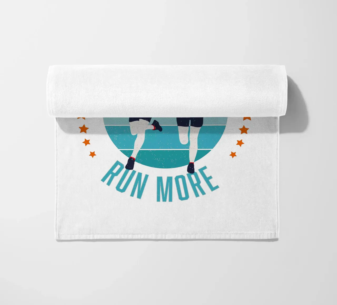 Less blah blah blah, more running. Funny motivational slogan beach towel by CalliLetters