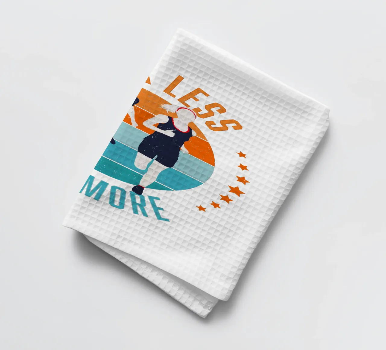 Less blah blah blah, more running. Funny motivational slogan tea towel by CalliLetters