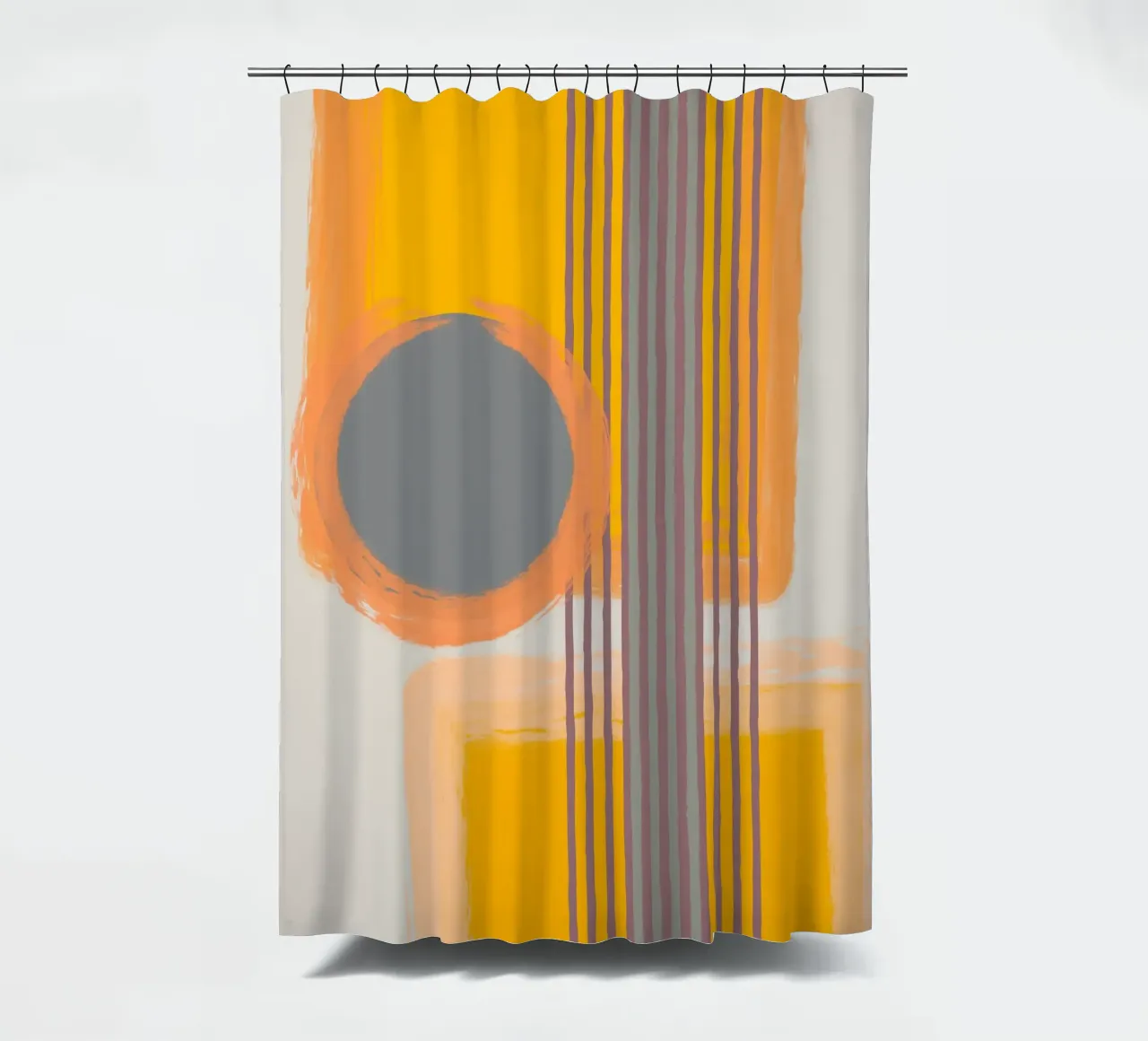 Abstract composition in yellow and gray Duschvorhang von MirimoART
