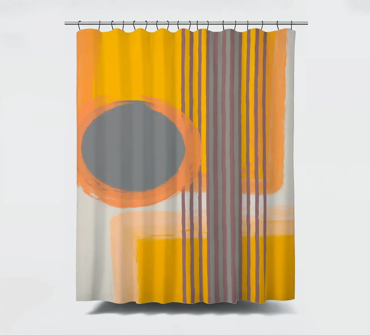 Abstract composition in yellow and gray Duschvorhang von MirimoART
