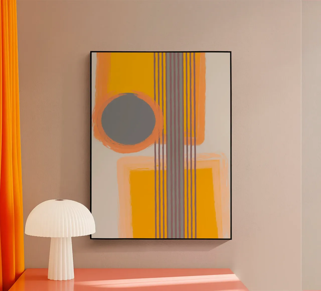 Abstract composition in yellow and gray Acryl-Glas von MirimoART