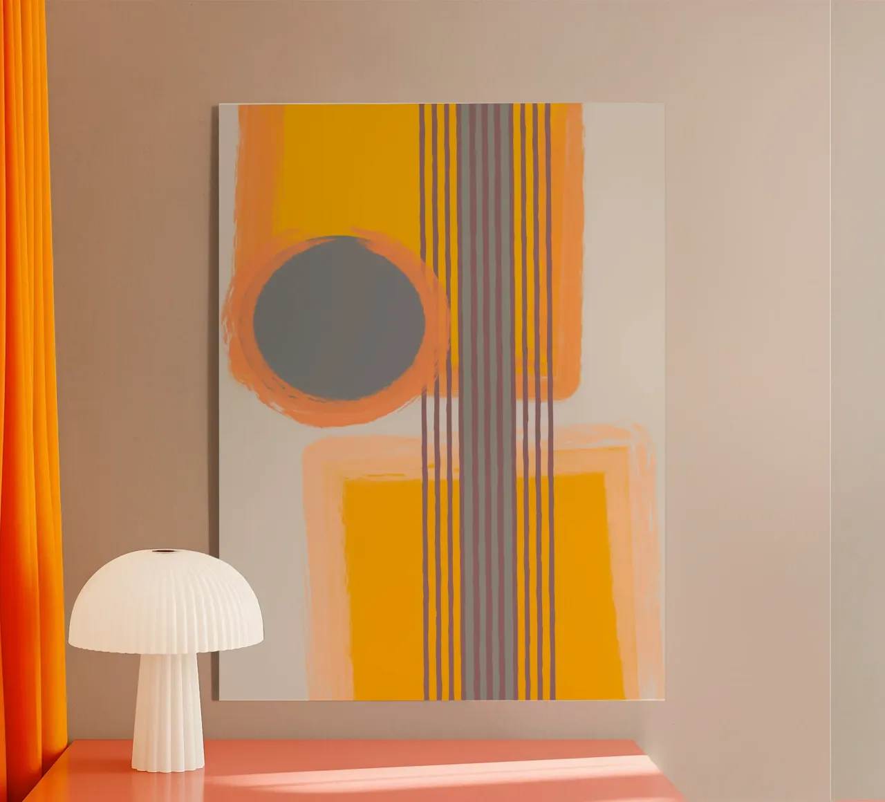 Abstract composition in yellow and gray Acryl-Glas von MirimoART