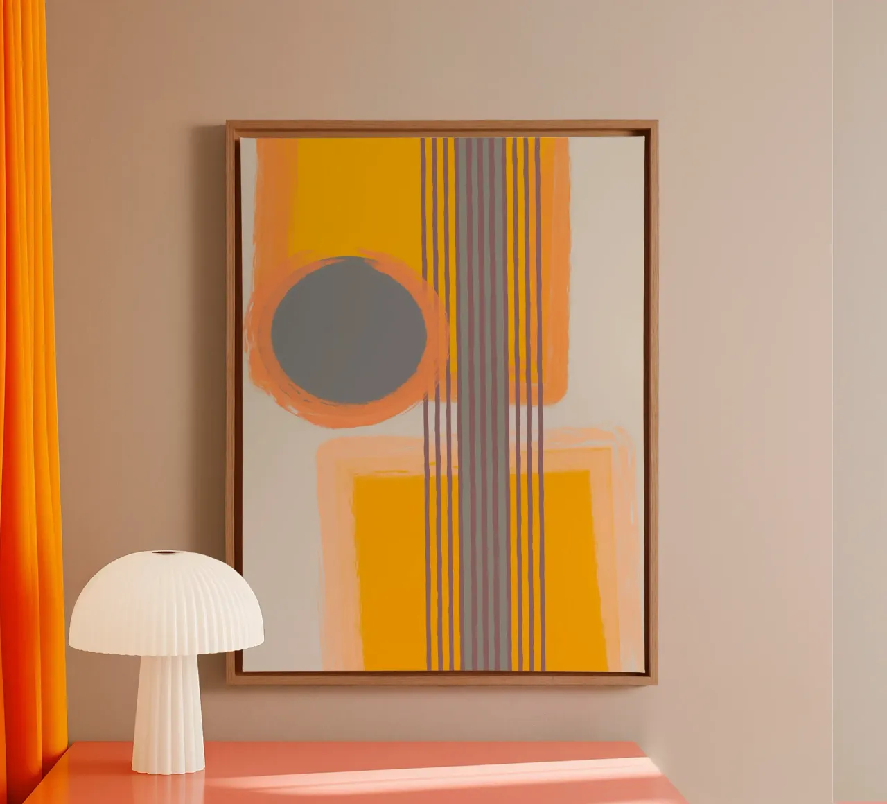 Abstract composition in yellow and gray Leinwand von MirimoART