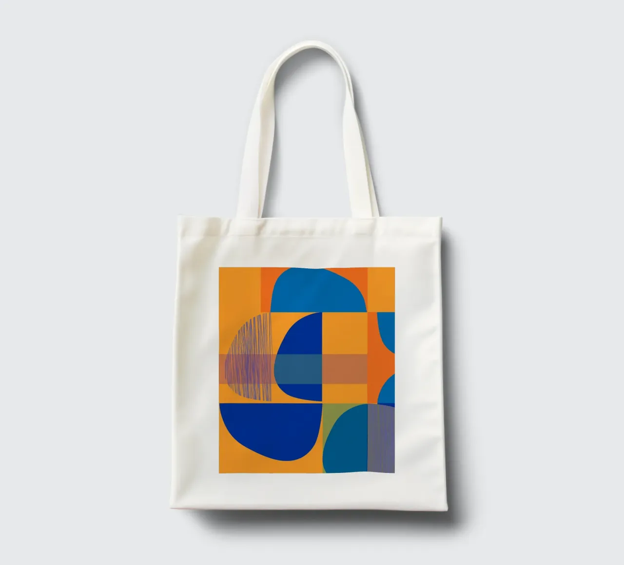 Abstract composition in yellow and indigo borsa in juta da MirimoART
