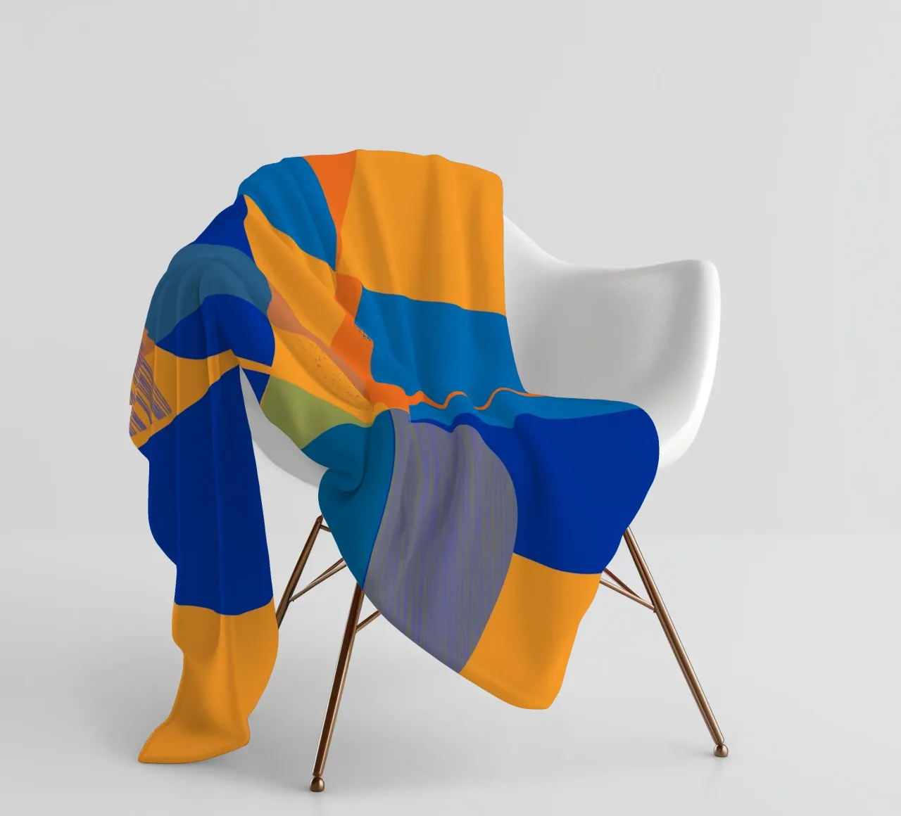 Abstract composition in yellow and indigo Fleecedecke von MirimoART