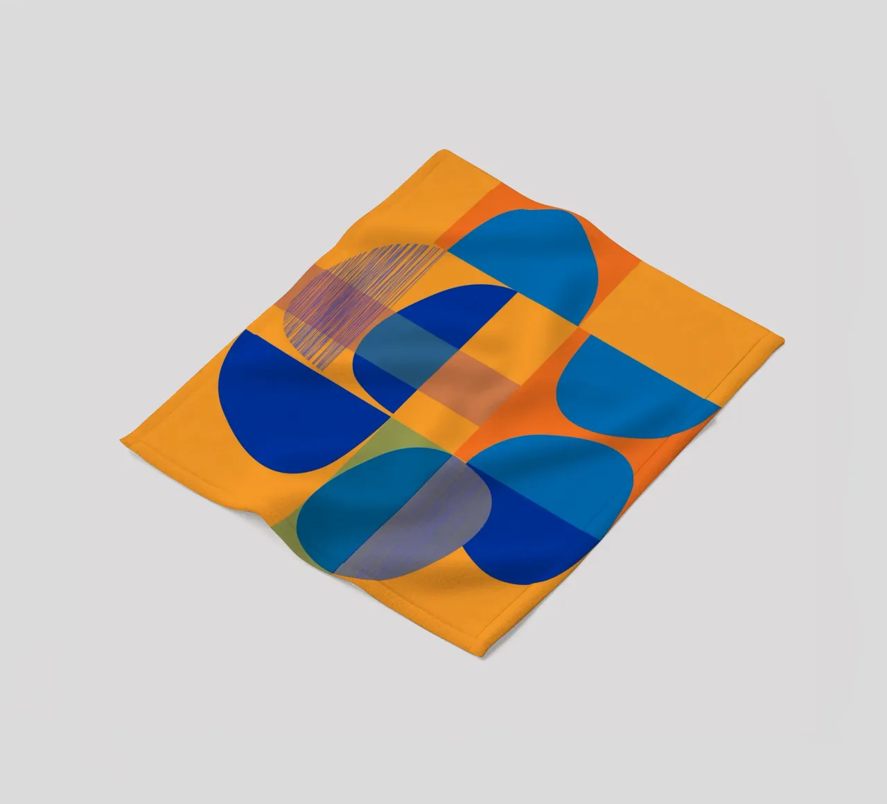 Abstract composition in yellow and indigo Fleecedecke von MirimoART