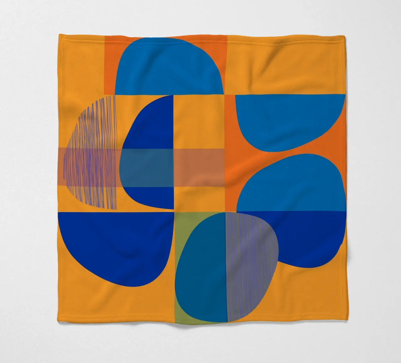 Abstract composition in yellow and indigo Fleecedecke von MirimoART