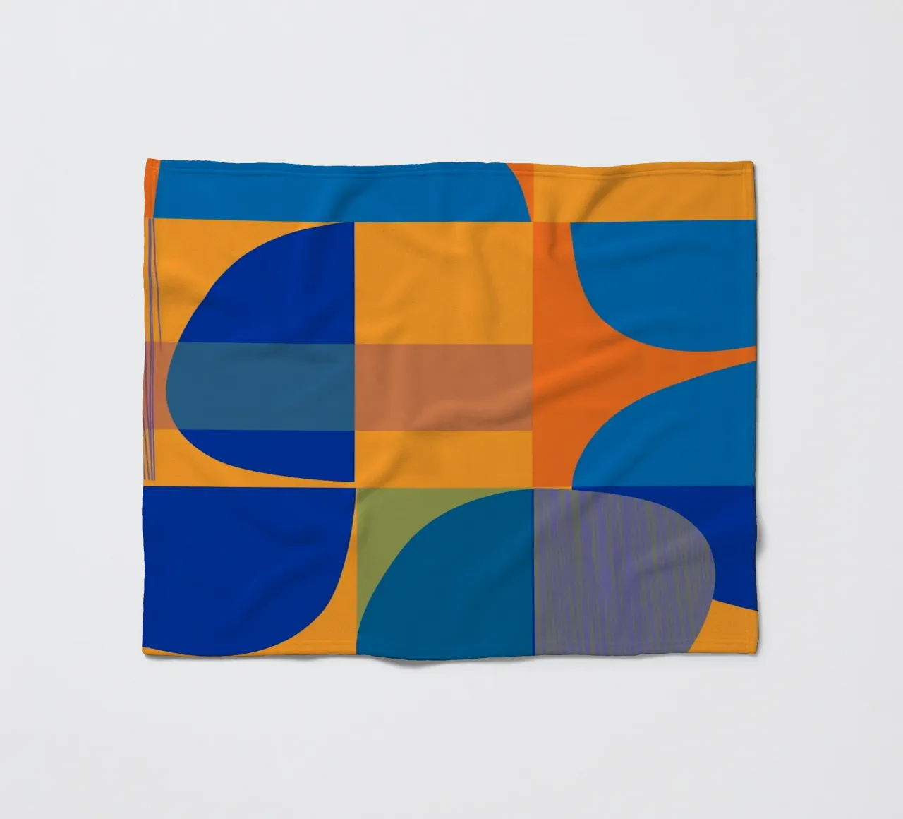 Abstract composition in yellow and indigo Fleecedecke von MirimoART