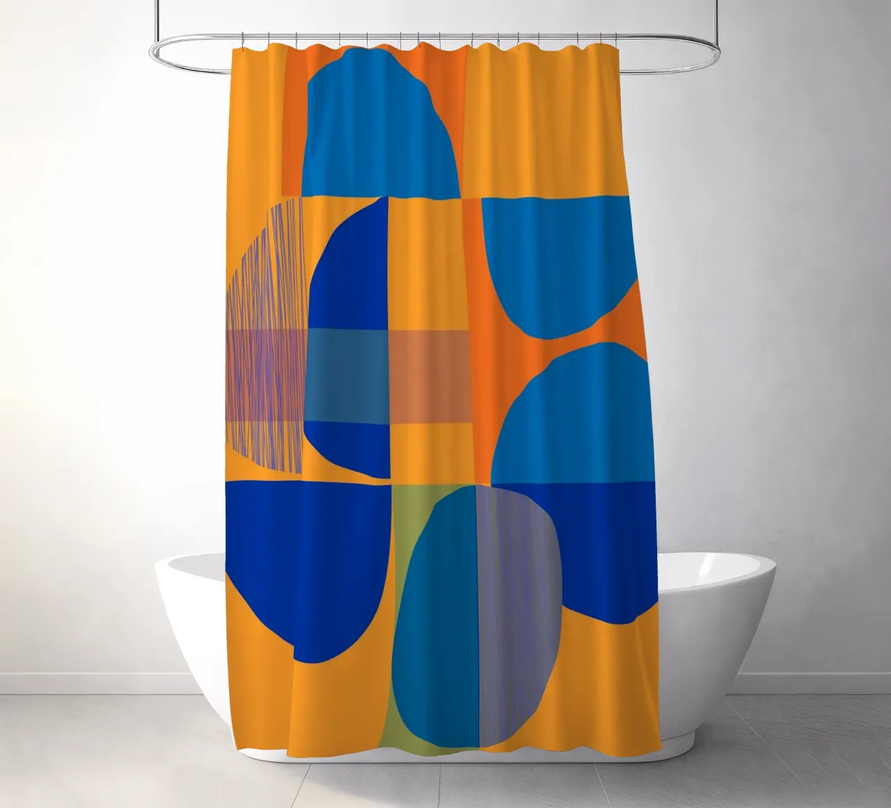 Abstract composition in yellow and indigo tenda da doccia da MirimoART