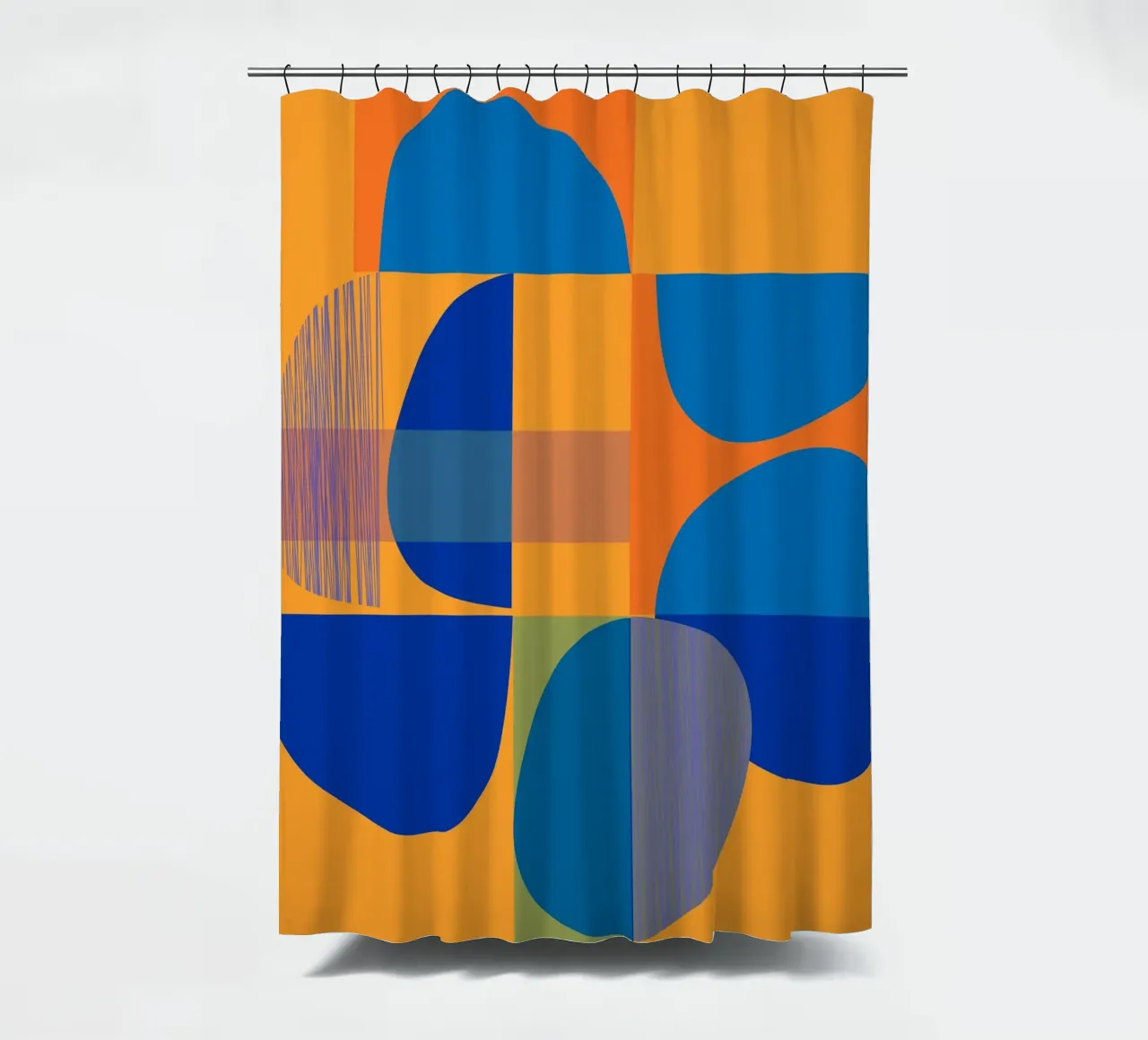 Abstract composition in yellow and indigo tenda da doccia da MirimoART