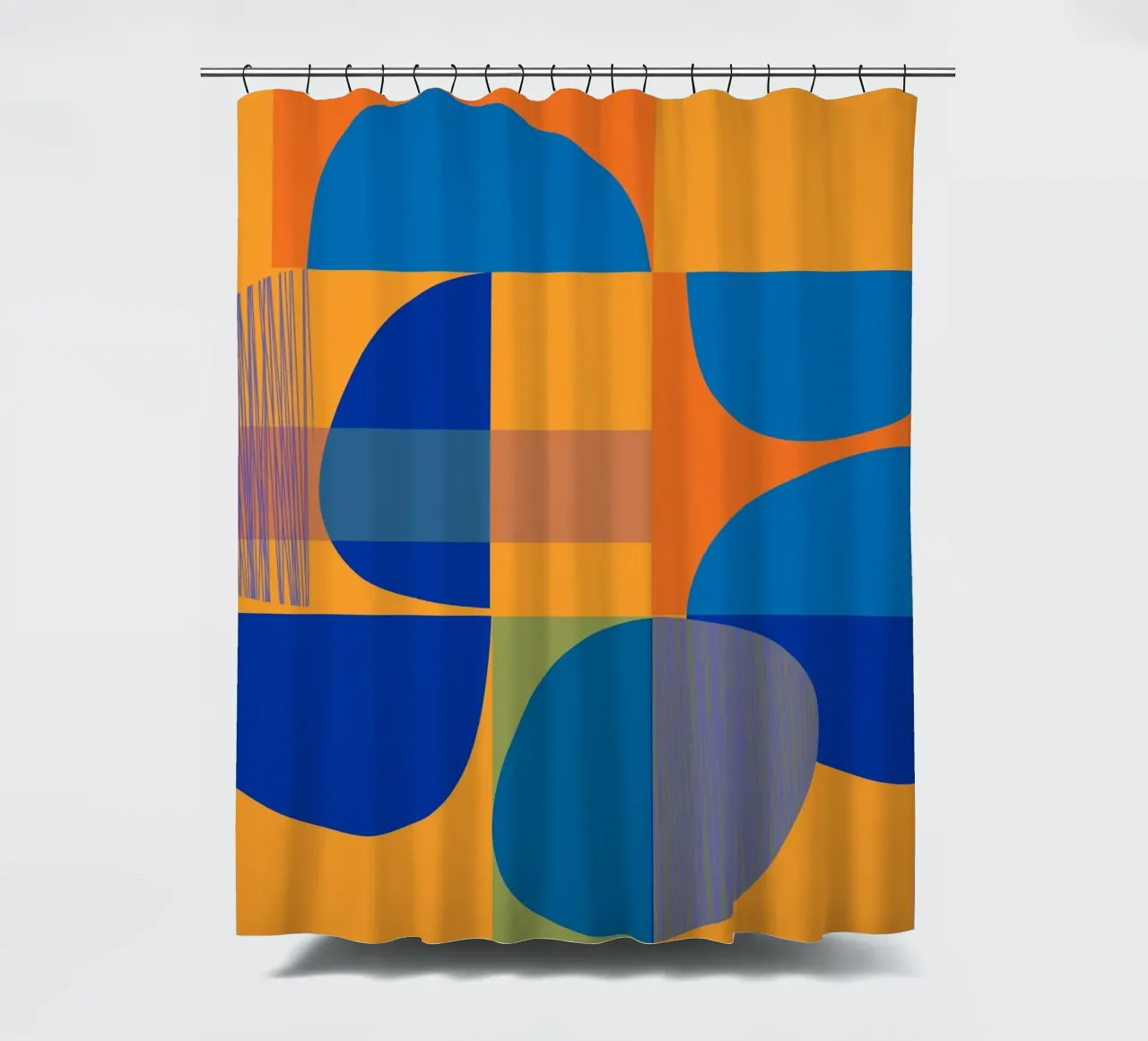 Abstract composition in yellow and indigo tenda da doccia da MirimoART