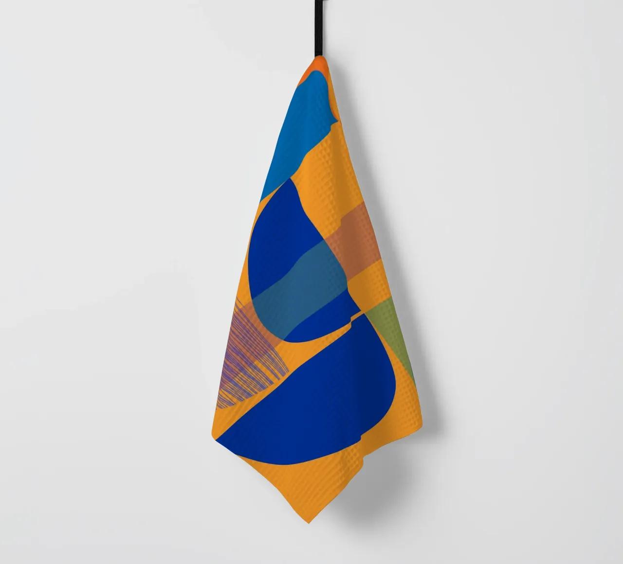 Abstract composition in yellow and indigo Geschirrtuch von MirimoART