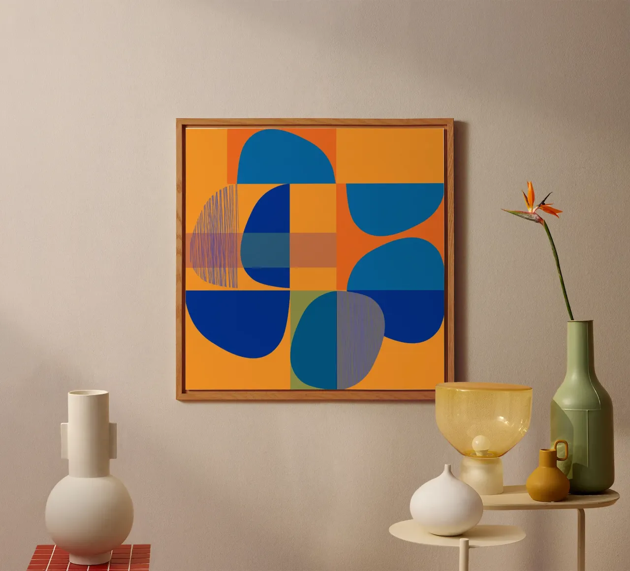 Abstract composition in yellow and indigo pannello forex da MirimoART