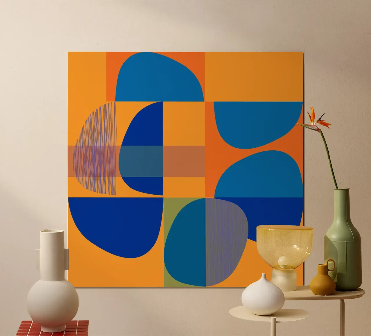 Abstract composition in yellow and indigo Hahnemühle von MirimoART