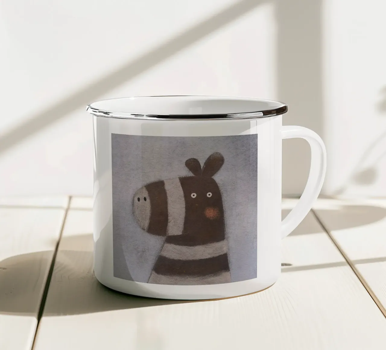 Nelli Suneli - Zebra spaventata tazza in smalto da The Artcircle
