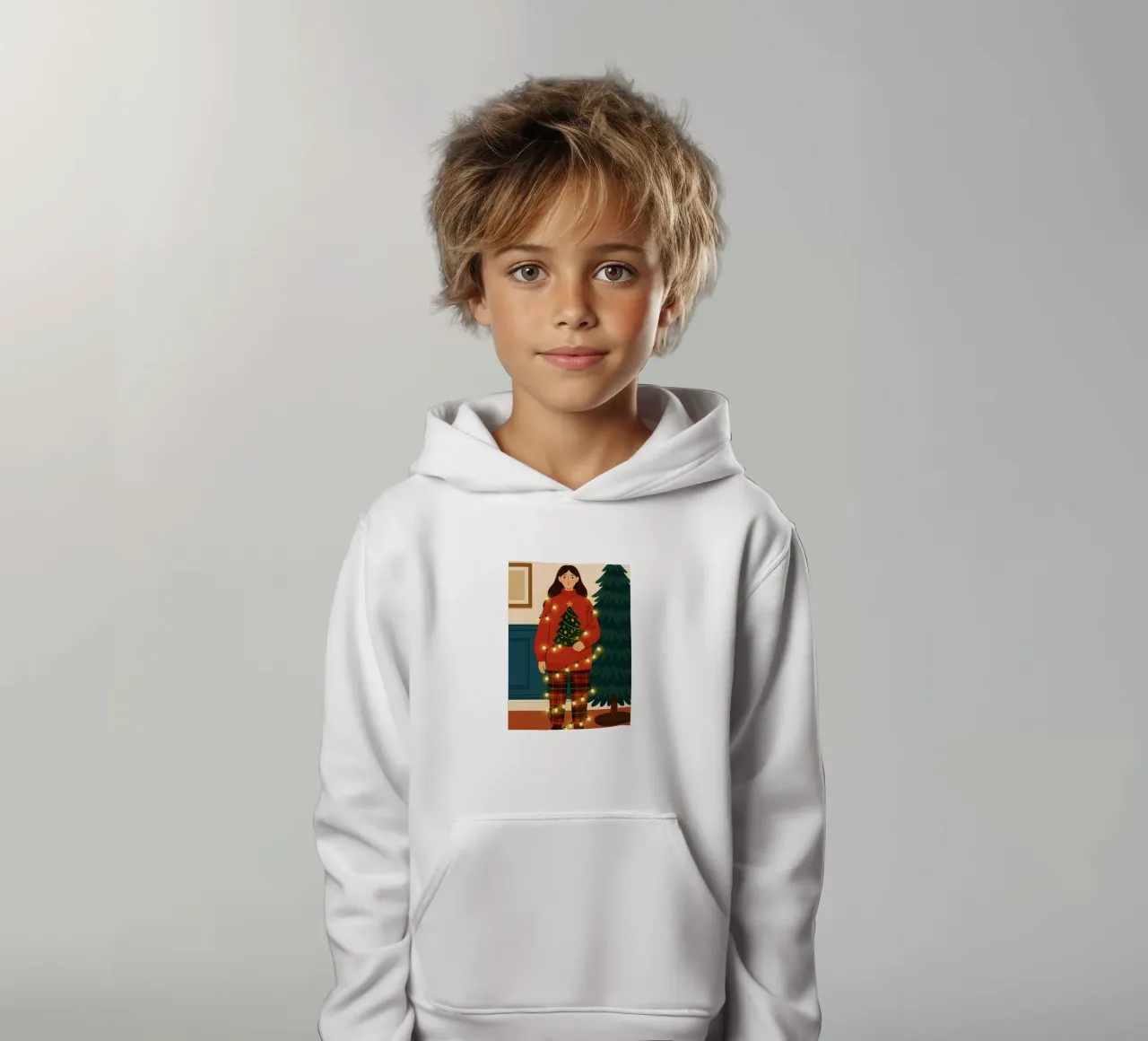 LUCI DI NATALE AGGROVIGLIATE felpa bambino con cappuccio da CHRISTMAS ART