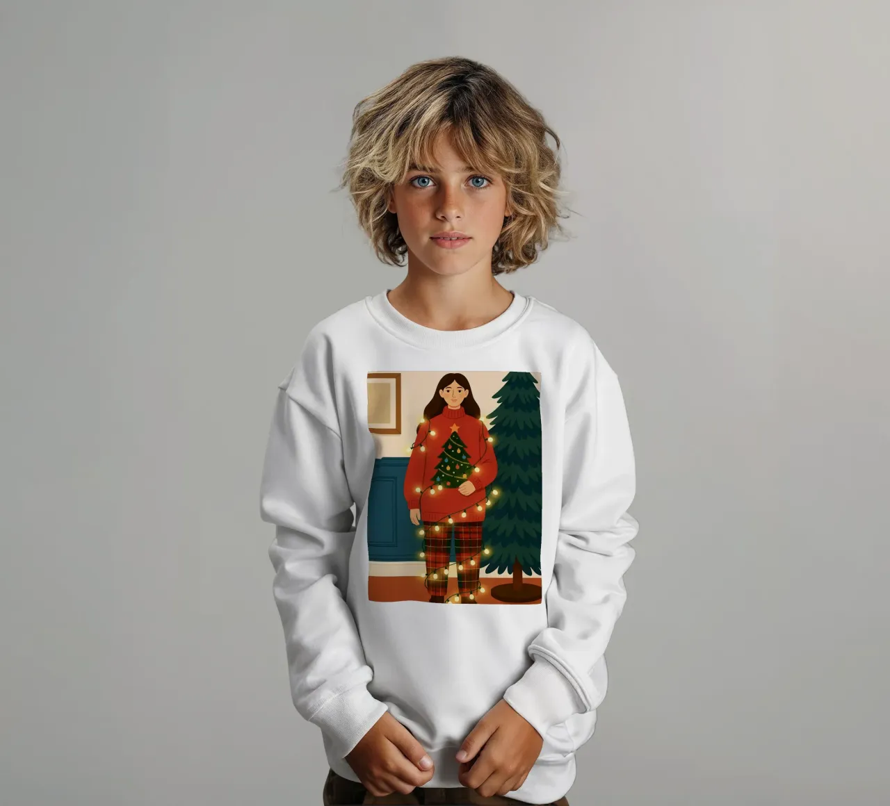 LUCI DI NATALE AGGROVIGLIATE felpa bambino da CHRISTMAS ART