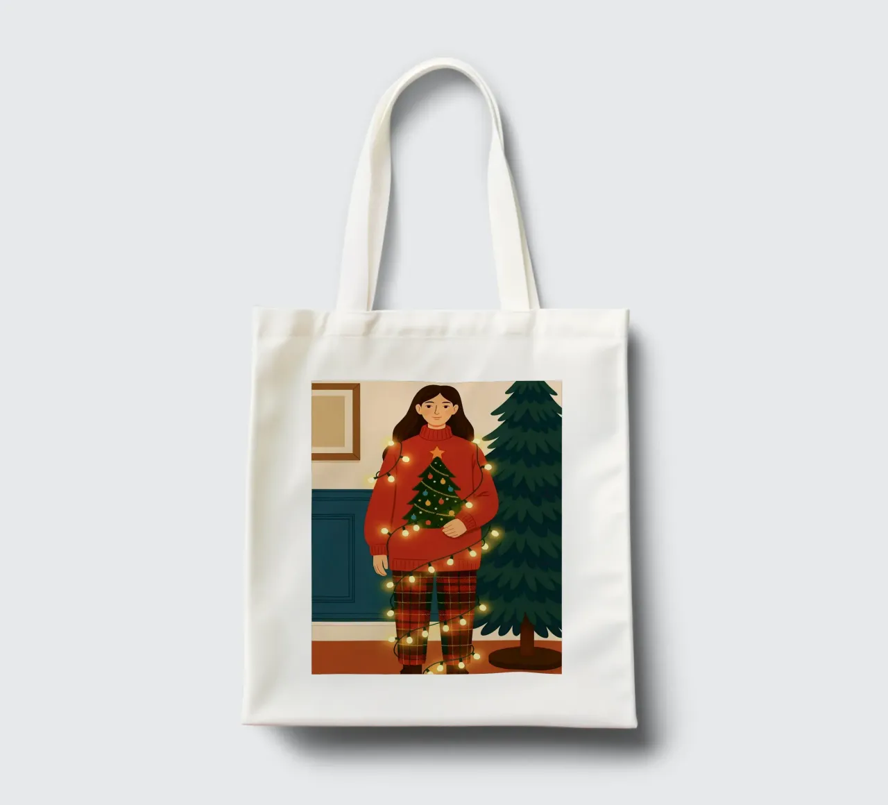 LUCI DI NATALE AGGROVIGLIATE borsa in juta da CHRISTMAS ART