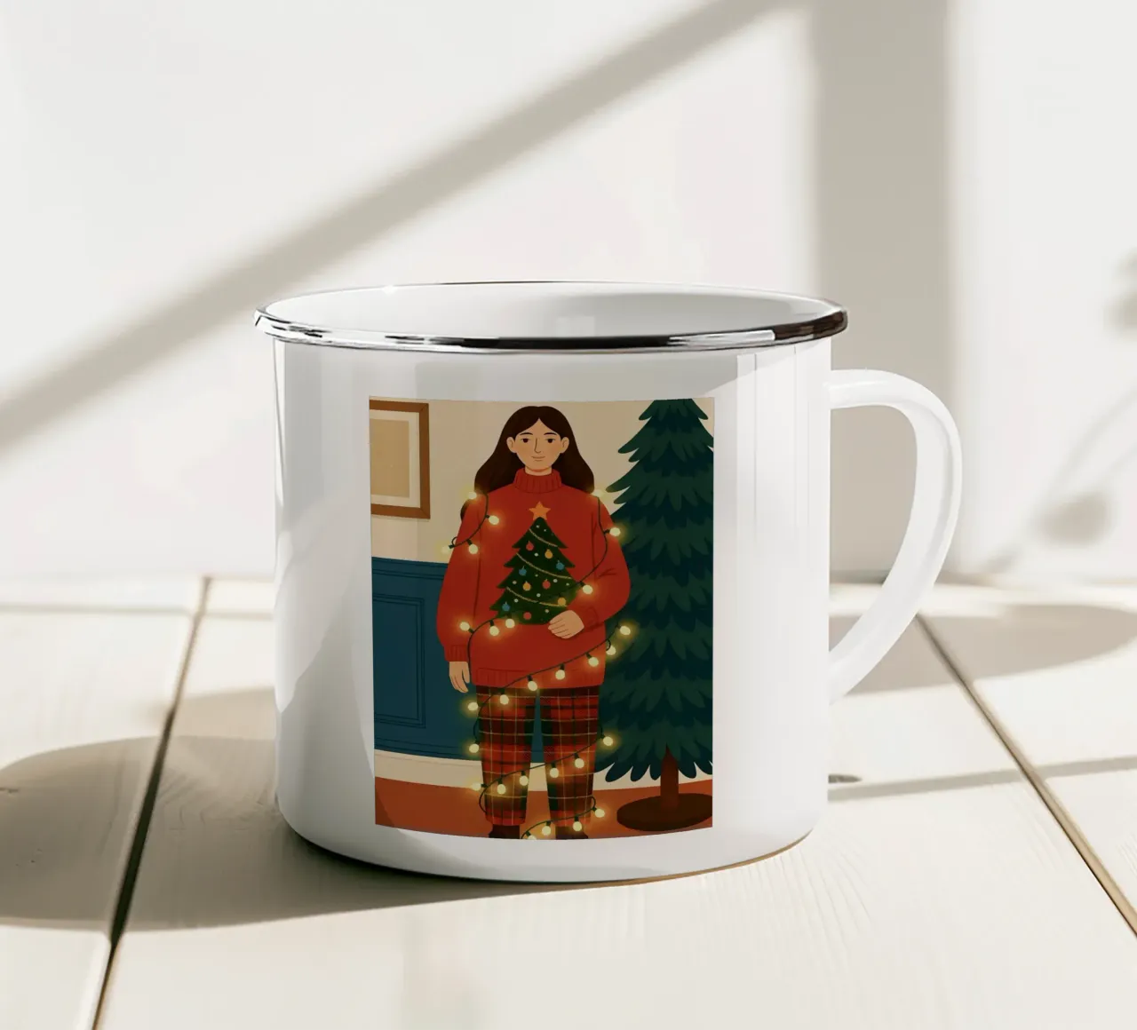 LUCI DI NATALE AGGROVIGLIATE tazza in smalto da CHRISTMAS ART