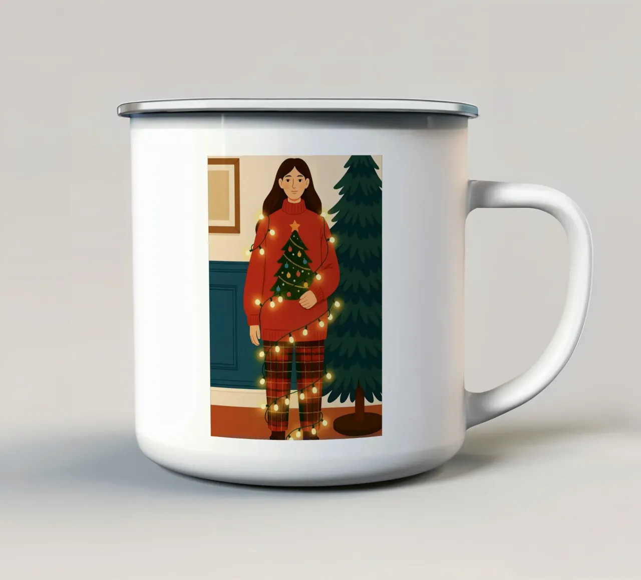 LUCI DI NATALE AGGROVIGLIATE tazza in smalto da CHRISTMAS ART